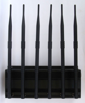 Ponsel 3G Indoor UHF VHF Jammer Disesuaikan 15 Watt Dengan Antena Gain Tinggi